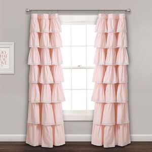 Lush Decor - 52"x84" Ruffle Window Kids' Curtain Panel Blush -  Blush